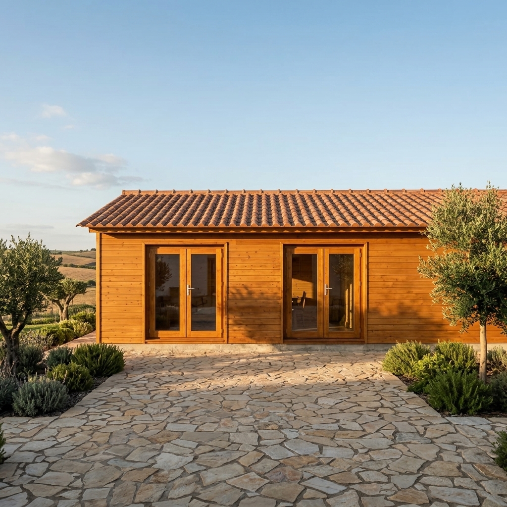 Casa de madeira construída em pinho nórdico em Portugal